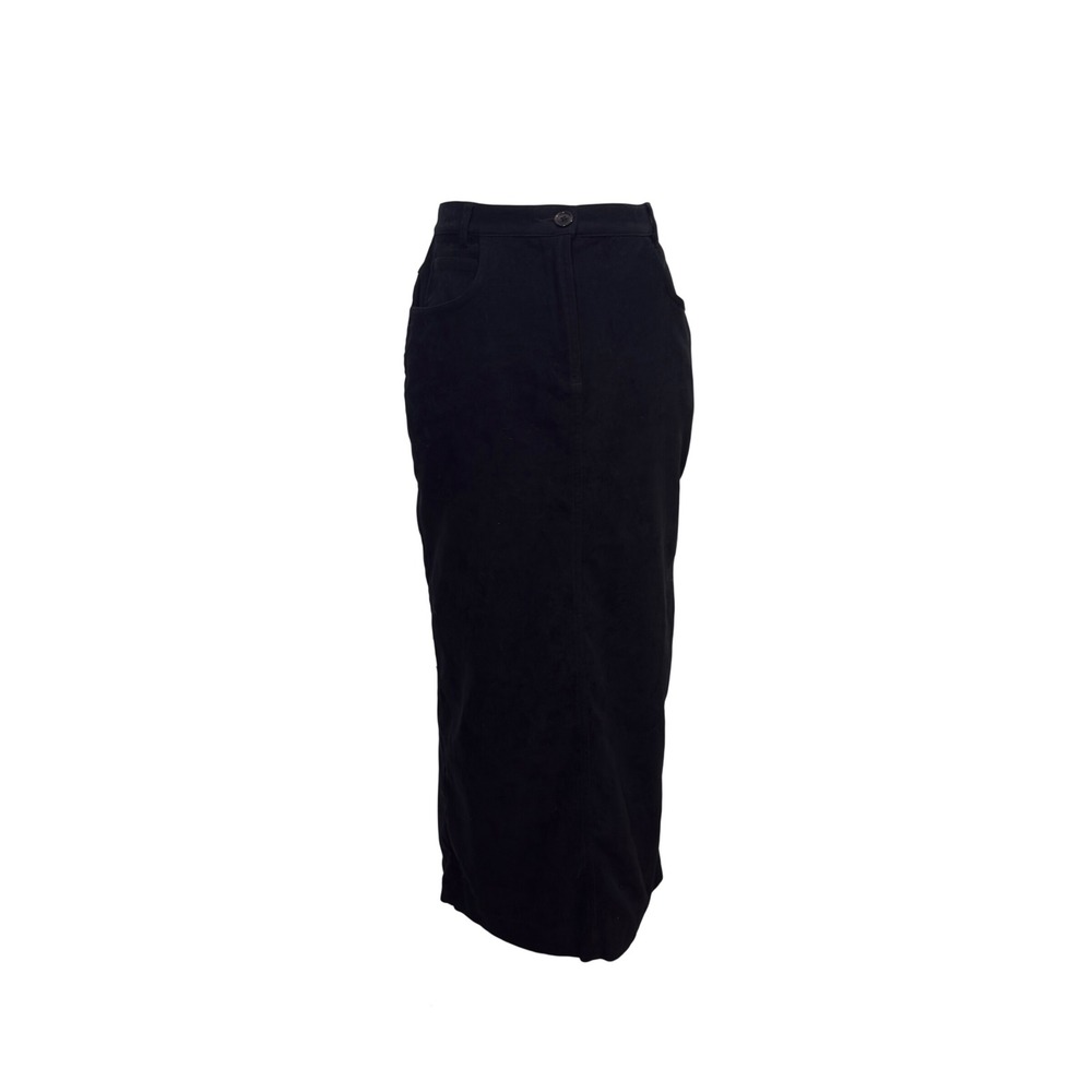 Vintage Petite Sophisticate Black Maxi Pencil Skirt High Waist 80s 90s